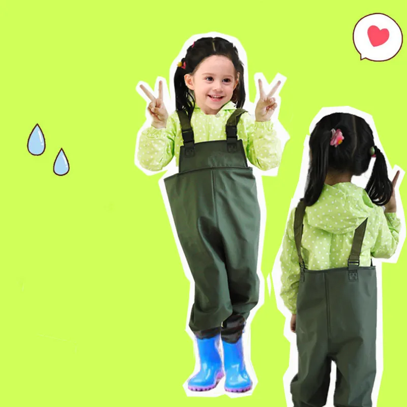Детские дышащие водонепроницаемые брюки HQ для рыбалки; одежда для рафтинга; ботинки с противоскользящей подошвой; детские сиамские брюки