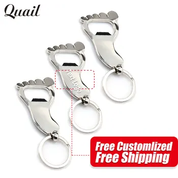 

Quail Free Customlized Name/Date/Text as Wedding Gifts with Cute Footprint Shape Bottle Opener Keychain Beer Open 30pcs a Lot