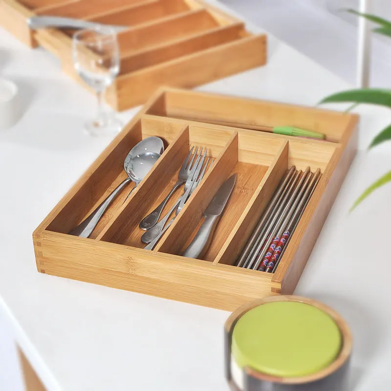 

Nan Bamboo Telescopic Cutlery Box Hotel Tableware Chopsticks Storage Knife and Fork Box Drawer Storage Boxes Box