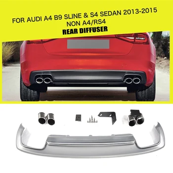 

PP Car Rear Bumper Lip Spoiler Diffuser With Exhaust Muffler For Audi A4 B9 Sline S4 Sedan 4 Door Non A4 RS4 2013-2015