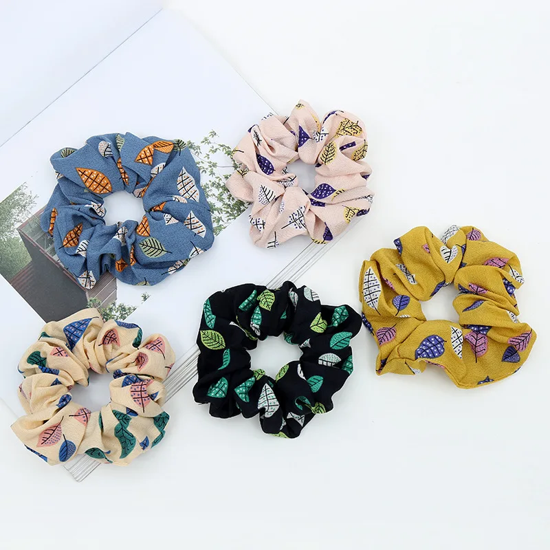 

New Printed Scrunchies Hair Ties Women Elastic Hair Bands Girls Ponytail Holder Korean Scrunchie Printed Summer Haar Elastiekjes