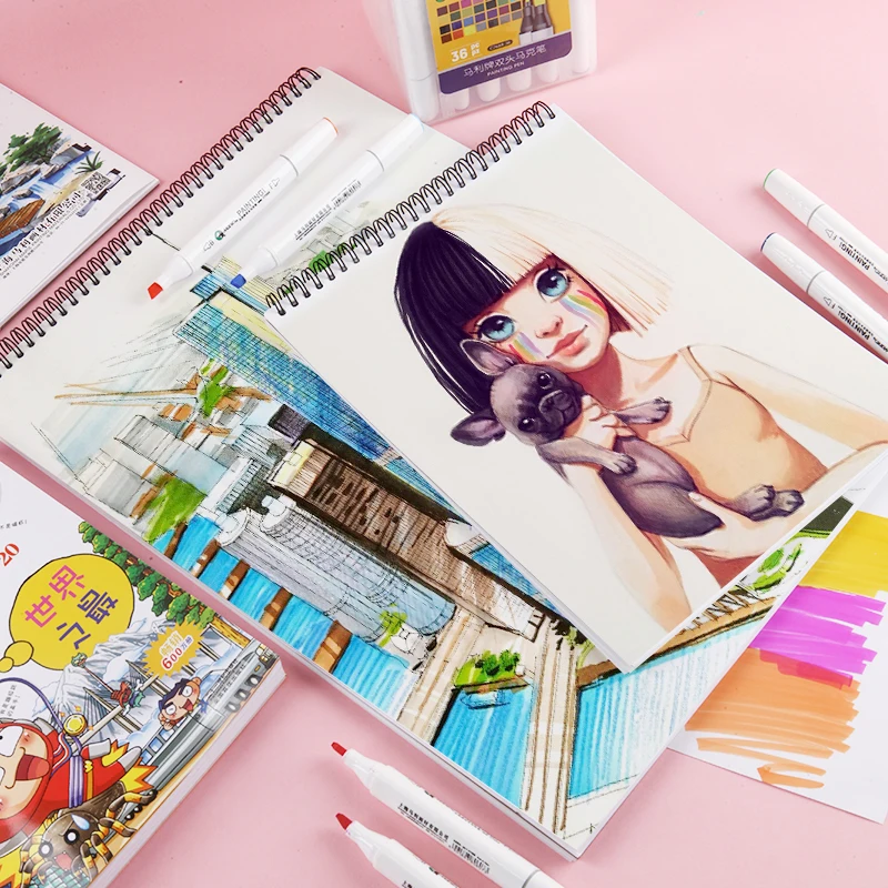 

Spiral Sketchbook A3/A4 Hardcover Painting Drawing Graffiti Paper Blank Writing Memo Pad Notebook School Art Supplies zv2110A3
