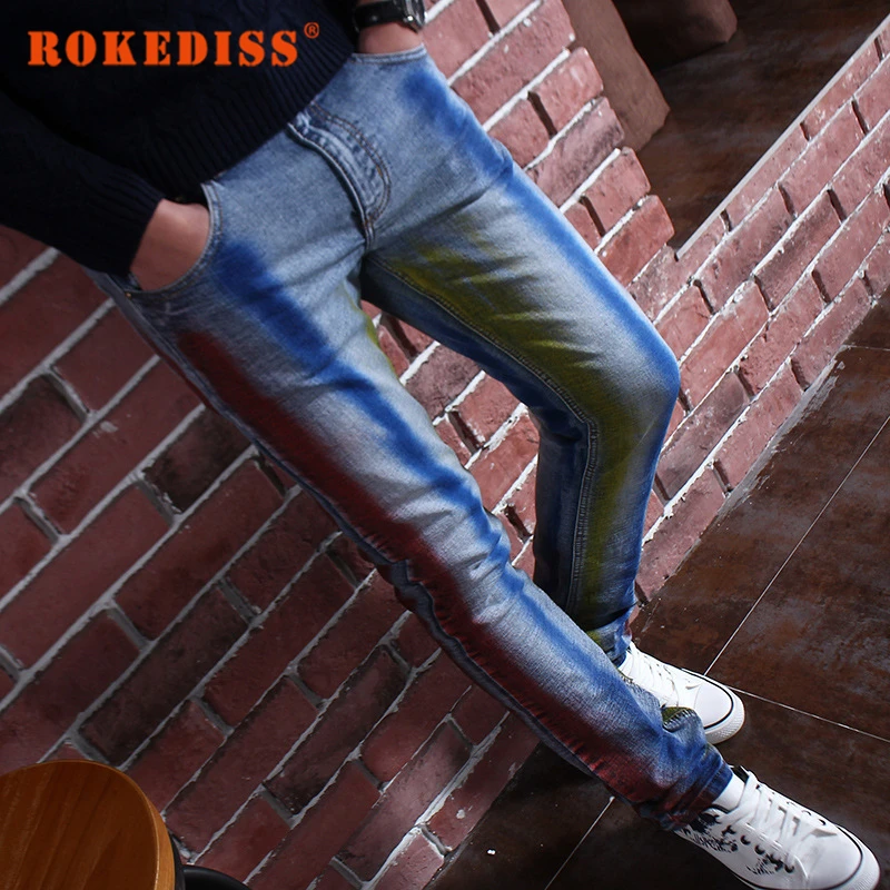 

High Quality Mens Jeans Homme Blue Color Printed Jean For Men Zipper closure Jean Casual Pants Cotton Denim Jean Plus size G244