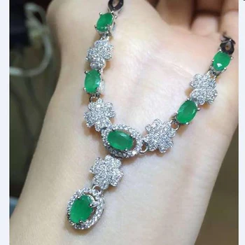 

Collares Qi Xuan_Fashion Jewelry_Colombian Green Stone Fashion Necklaces_Solid Silve Pendant Necklaces_Factory Directly Sales