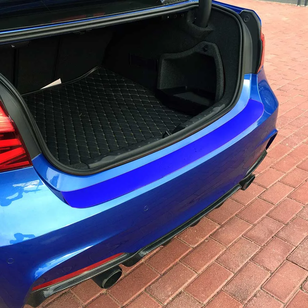 Цветной авто задний бампер багажник хвост губ защиты углеродного волокна наклейка, переводная картинка для машины для укладки для BMW F30 3 серии аксессуар - Название цвета: ice matt blue
