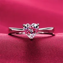 Тест Муассанит солитер Любовь Форма обручальное кольцо прекрасный алмаз сердце вырезать 7*7 мм Твердое 18 к белое золото кольцо для женщин AU750