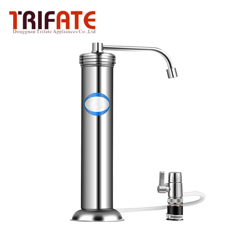 Stainless Steel Shell Faucet Mounted Water Purifier Descaling Easy