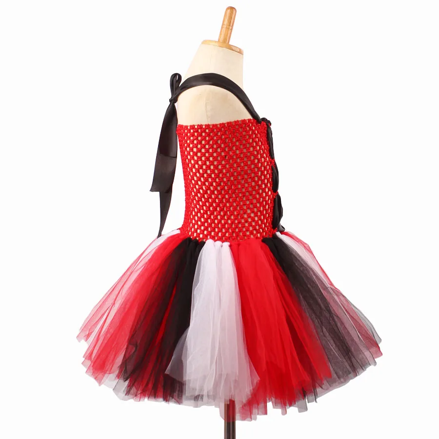Kids Girls Pirate Tutu Costume Halloween Tutu Dress Skull Pattern Children Summer Dress with Mask Cosplay Party Clothing (7)