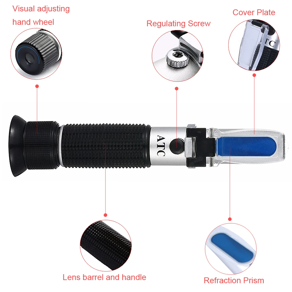 Тестовый оптический 0-90% БРИКС RHB-90ATC Ручной рефрактометр БРИКС на сахар, пиво, вино, алкоголь, фруктовый измеритель, тестовый прибор, сахаромер