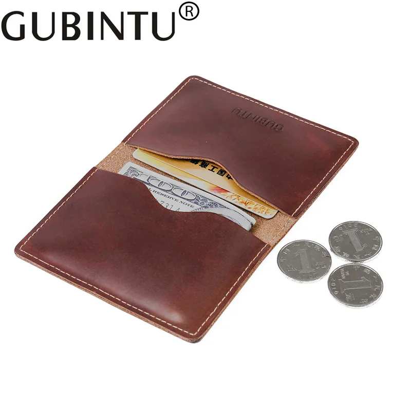 

GUBINTU Brand Genuine Leather Men Leather Wallet Card Clip Small Purse Cowhide Money Bags Vintage Male ID Credit Card Bags
