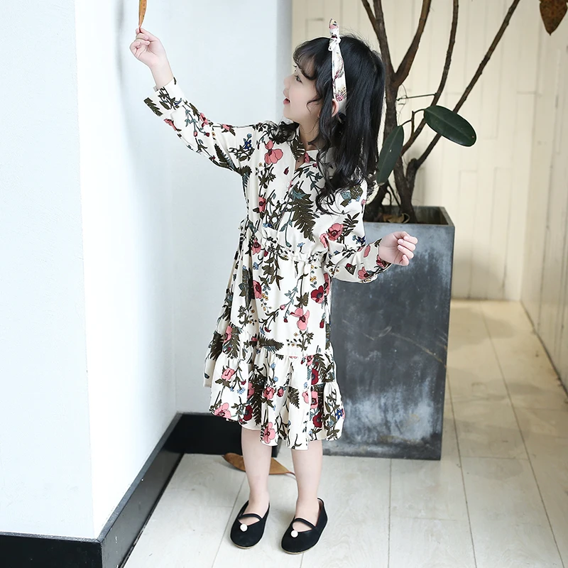 

Floral Elegant Dresses For Girls Teenagers 2018 Autumn Long Sleeve Print Kids Dress 5 6 7 8 9 10 11 12 13 Years School Costume
