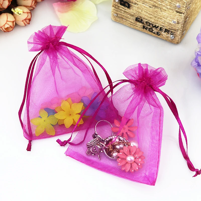 30/100pcs Lot New Various Color Organza Jewelry Packing Pouch Wedding Gift Bags 
