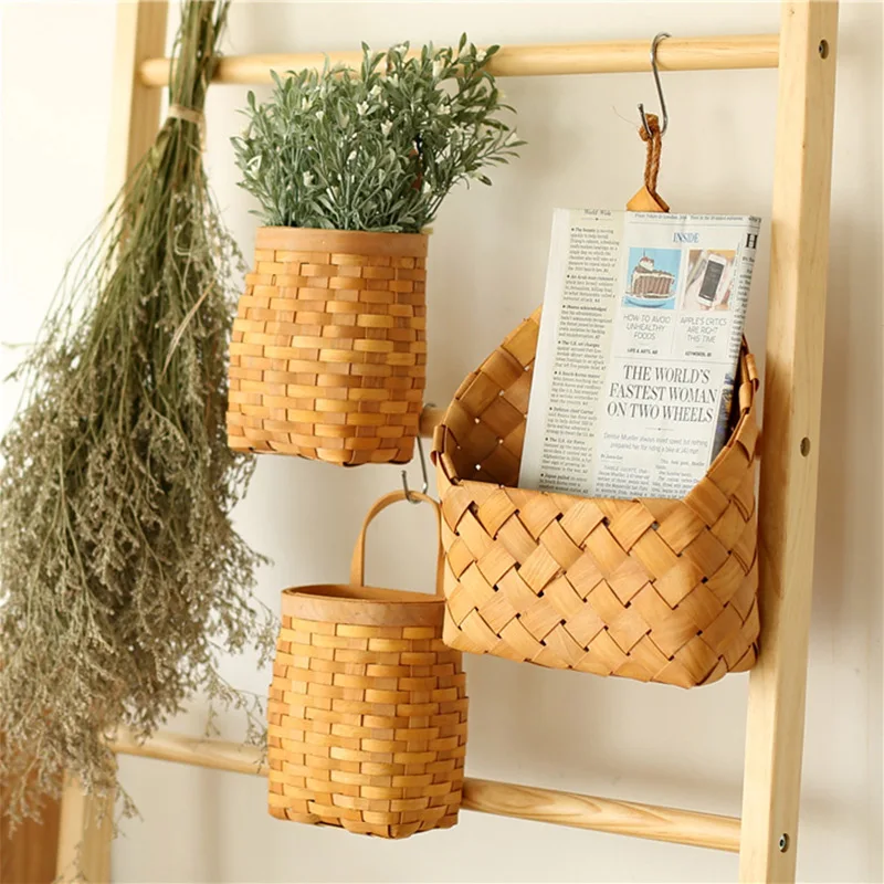 

Woven Wall Storage Basket Hanging Flower Plant Basket for Home Decor HFing