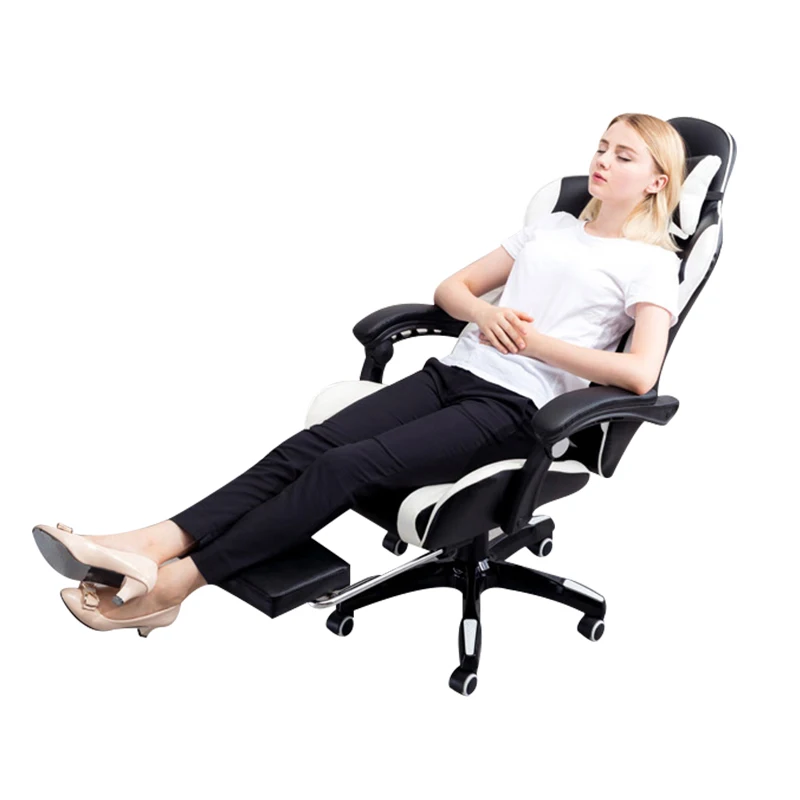 

Racing Synthetic Soft Leather Cyber Games Chair Internet Cafes Computer Chair Lying Household Office Chair With Footrest Seat