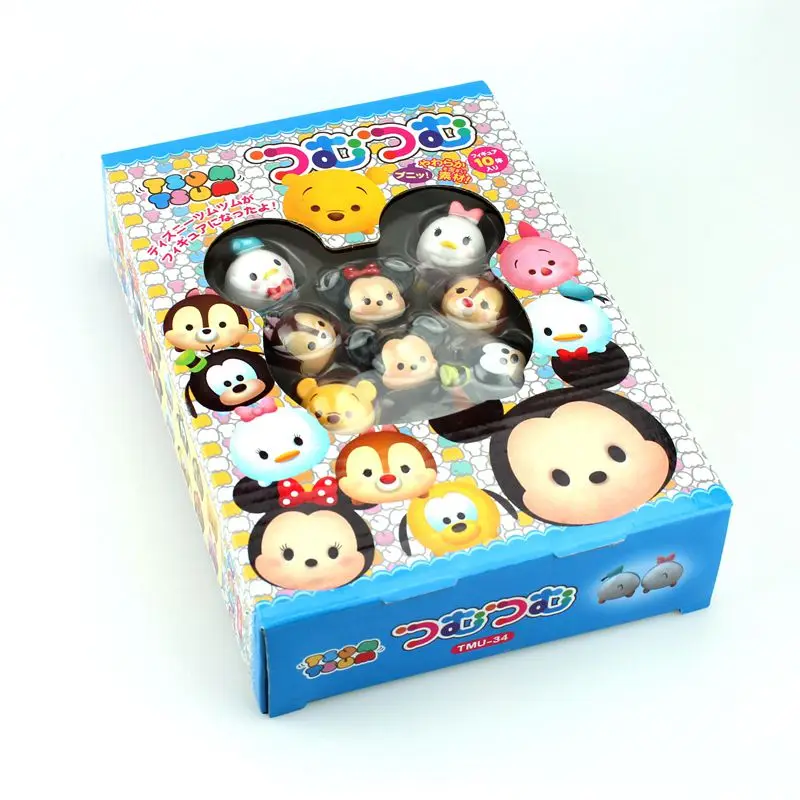 

Disney Toys 10Pcs/lot Tsum Tsum Figures Mini Cute Mickey Minnie Donald Daisy Pluto Goofy Piglet Bear Chip Dale Doll With Box