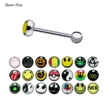14 г модные кольца штанги для языка Пирсинг ювелирные изделия из нержавеющей стали масло капельного Трага анти-аллергические для мужчин женщин пирсинг