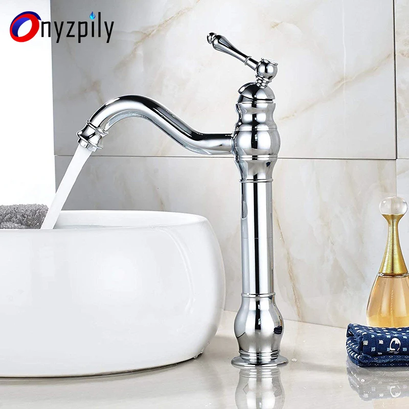 

Bathroom Faucet Basin Sink Tap Chrome Polished Countertop Tap Rotatable Spout Single Lever Mixer Tap