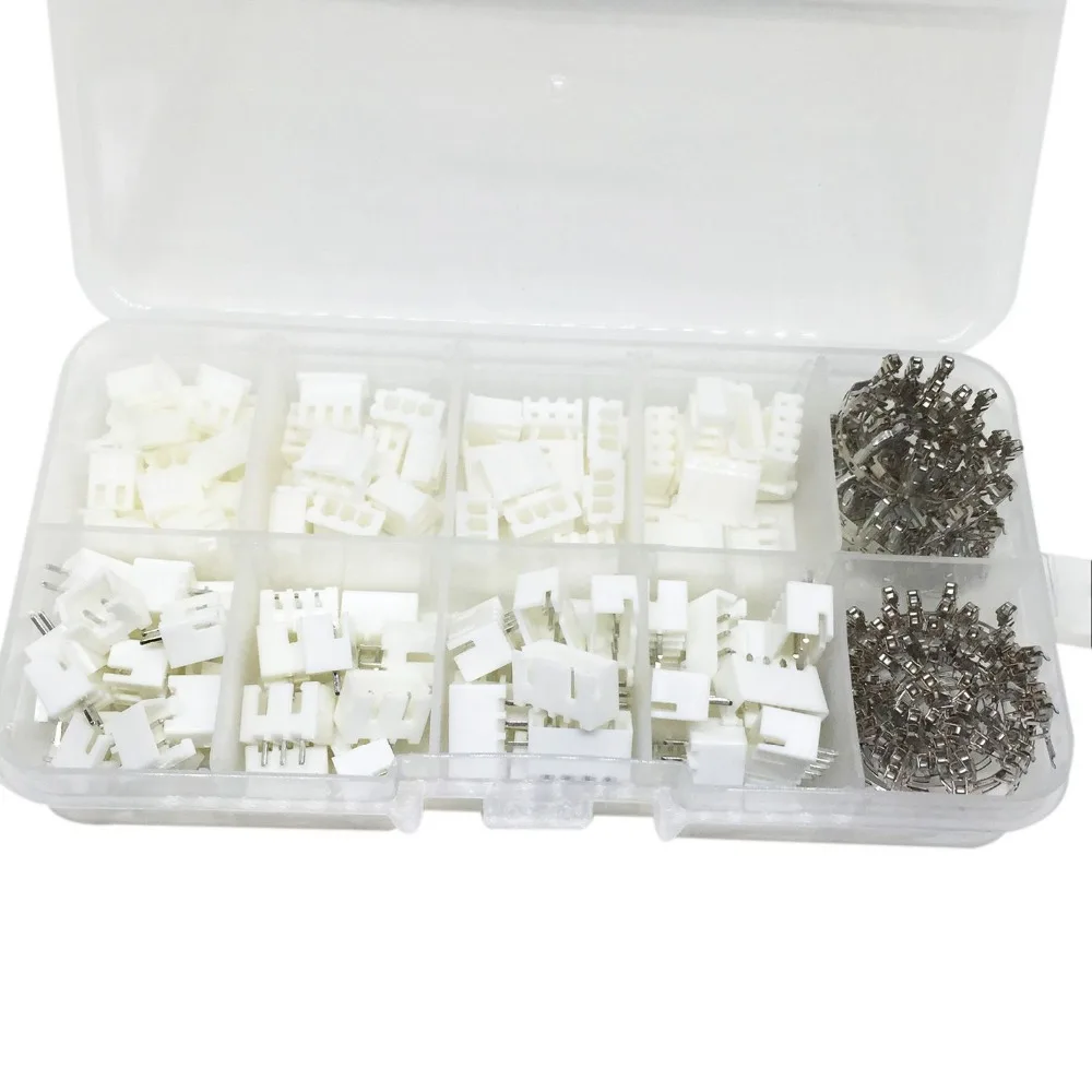 

250PCS/Lot White Kit 2.54mm XH2.54 2P 3P 4 Pin Connector Plug + Straight Needle + Terminal Socket Header Wire Adaptor Plastic