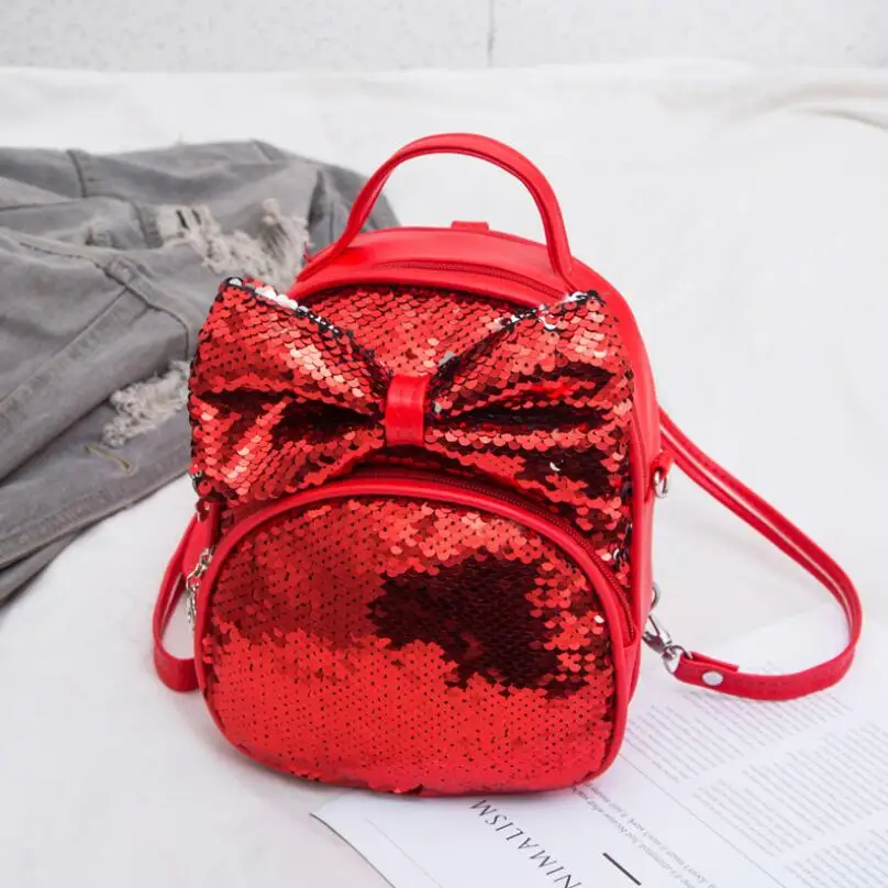 Женский мини-рюкзак с блестками, милый бант, сумка на плечо для девочек, школьные сумки, блестящие дорожные рюкзаки, детский рюкзак - Цвет: photo color