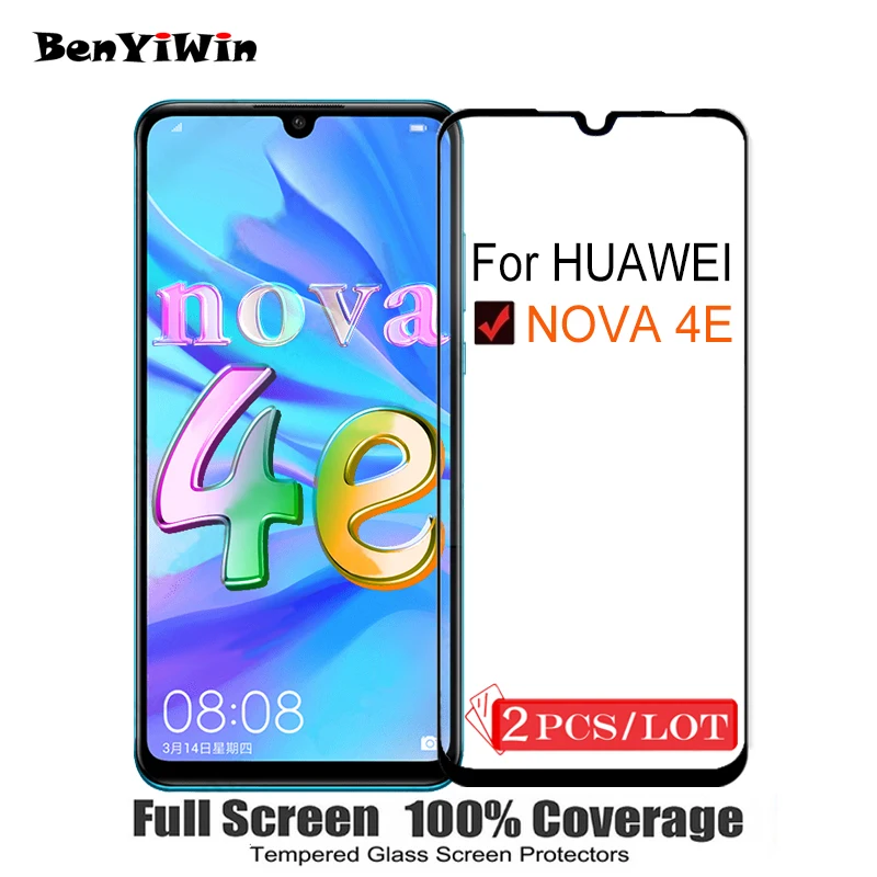 

2PCS 100% Original Full Cover Screen Protector on Protective Glass For Huawei NOVA 4E Tempered Glass For MAR LX1 LX2 AL01 Film