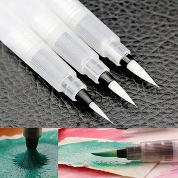 

3 Different 120mm Size Nylon Hair Plastic Water Storage Soft Brush Drawing Paint Watercolor Calligraphy Pen Set Art Supplies