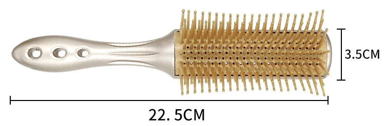 Золото 9 ряд щетка, расческа Профессиональный Парикмахерские дует волосы кисть термостойкие салонная расческа укладки щетка для волос