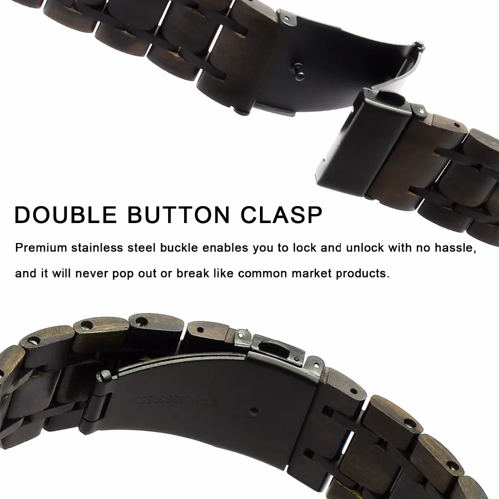 Ремешок для часов из натурального дерева и нержавеющей стали для huawei Watch GT/GT Active/GT элегантный быстросъемный браслет+ инструмент