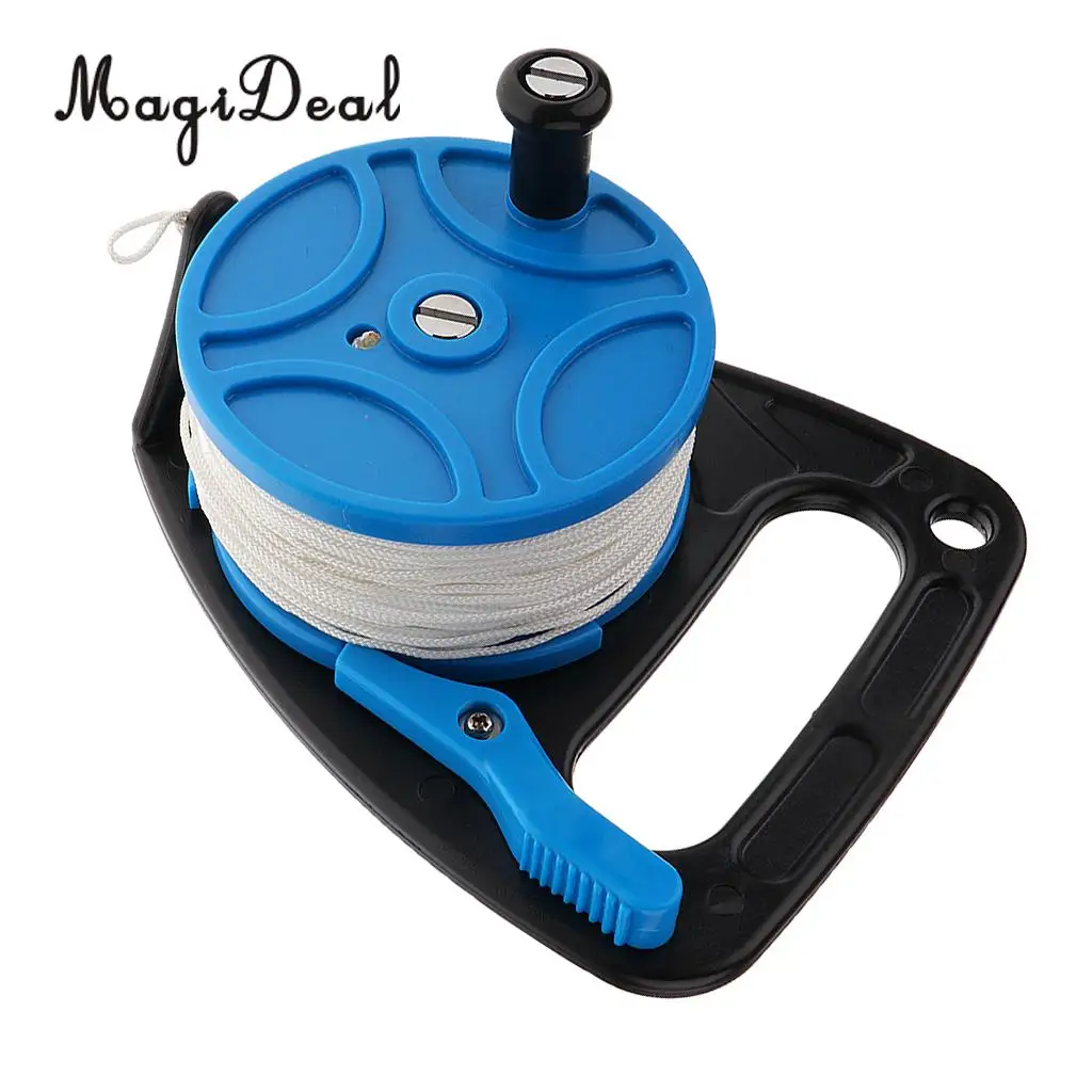 MagiDeal Multi Purpose Scuba Dive Reel Spool with 83m Line and Handle + Rope Float for Cave Wreck Drift Diving Snorkeling