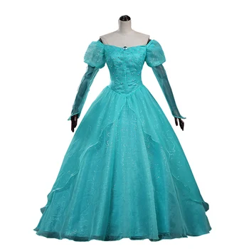 

new summer blue elsa costumes female Cosplay party Dresses Princess Ariel dress vestidos de festa meninas for women
