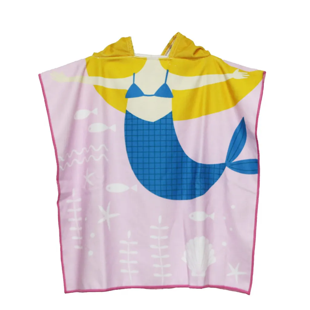 Детское пляжное банное полотенце с капюшоном с принтом акулы, мягкое пончо для бассейна, накидка для мальчиков, детский банный халат#15 - Цвет: F
