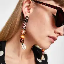 

Bestessy Long Vintage Resin Beads Drop Earrings Chic Pendant Earrings Women Party Dangle Earrings Za Jewelry Factory Price