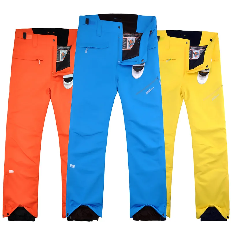 2016 зимние лыжные брюки мужские Оранжевые сноубордические Мужская лыжная одежда