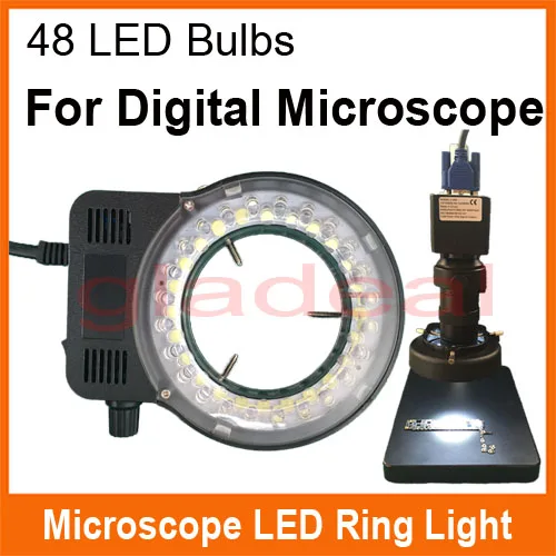 

Multifunction djustable 6500K 48 LED RingLamp For Industry HDMI VGA Digital Microscope Lens Camera Magnifier 110V-240V Adapter