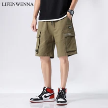 Новые модные шорты мужские повседневные шорты с большими карманами, однотонные Короткие штаны для уличного бега с эластичной резинкой на талии, спортивные шорты, летние шорты для инструментов 5XL