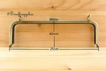 

metal purse frame glue on clasp clip anti bronze 10 1/4 inch X 3 inch Z46