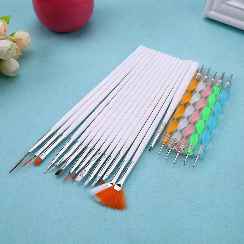 15pcs/set Nail Art Tips UV Gel Nail Builder Brushes Dust Removal Files Painting Dotting Pen Manicure Polish Decoration Tools Set