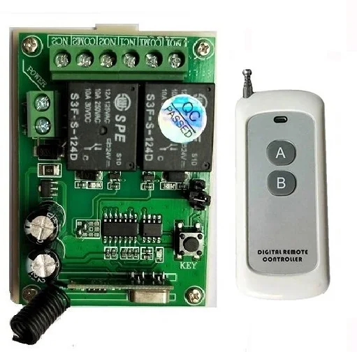 AK DC24V 2CH 500 м радиус действия RF беспроводной пульт дистанционного управления реле