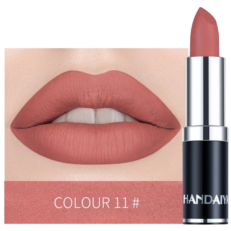 

1PC Nude Waterproof Lipstick Matte Pumpkin Color Lipstick Vitamin E Moisturizing Water-Resistant Profissional Lipstick