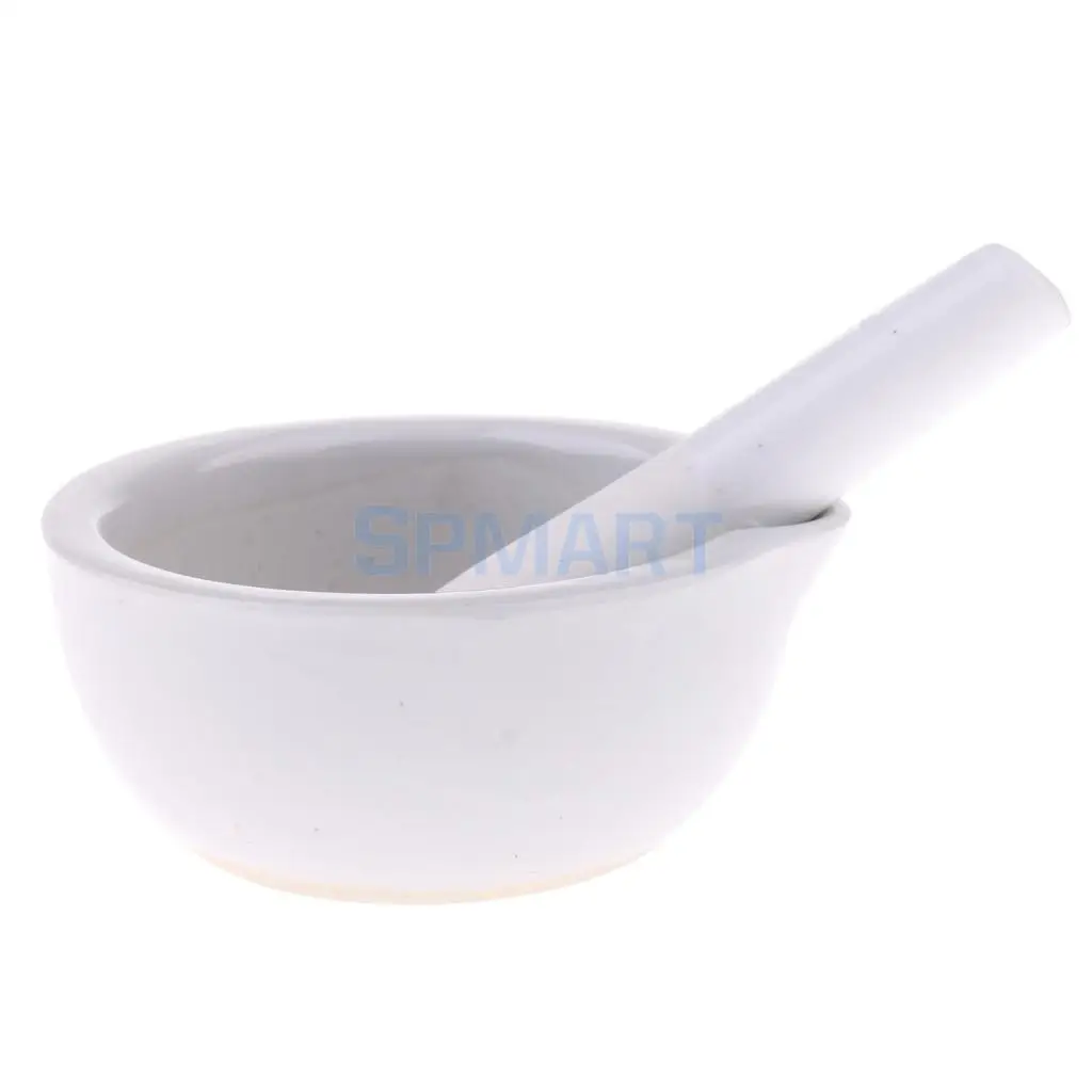 Porcelain Mortar & Pestle Mixing Grinding Bowl Set Herbs Spices Grinder Laboratory Supplies 90mm