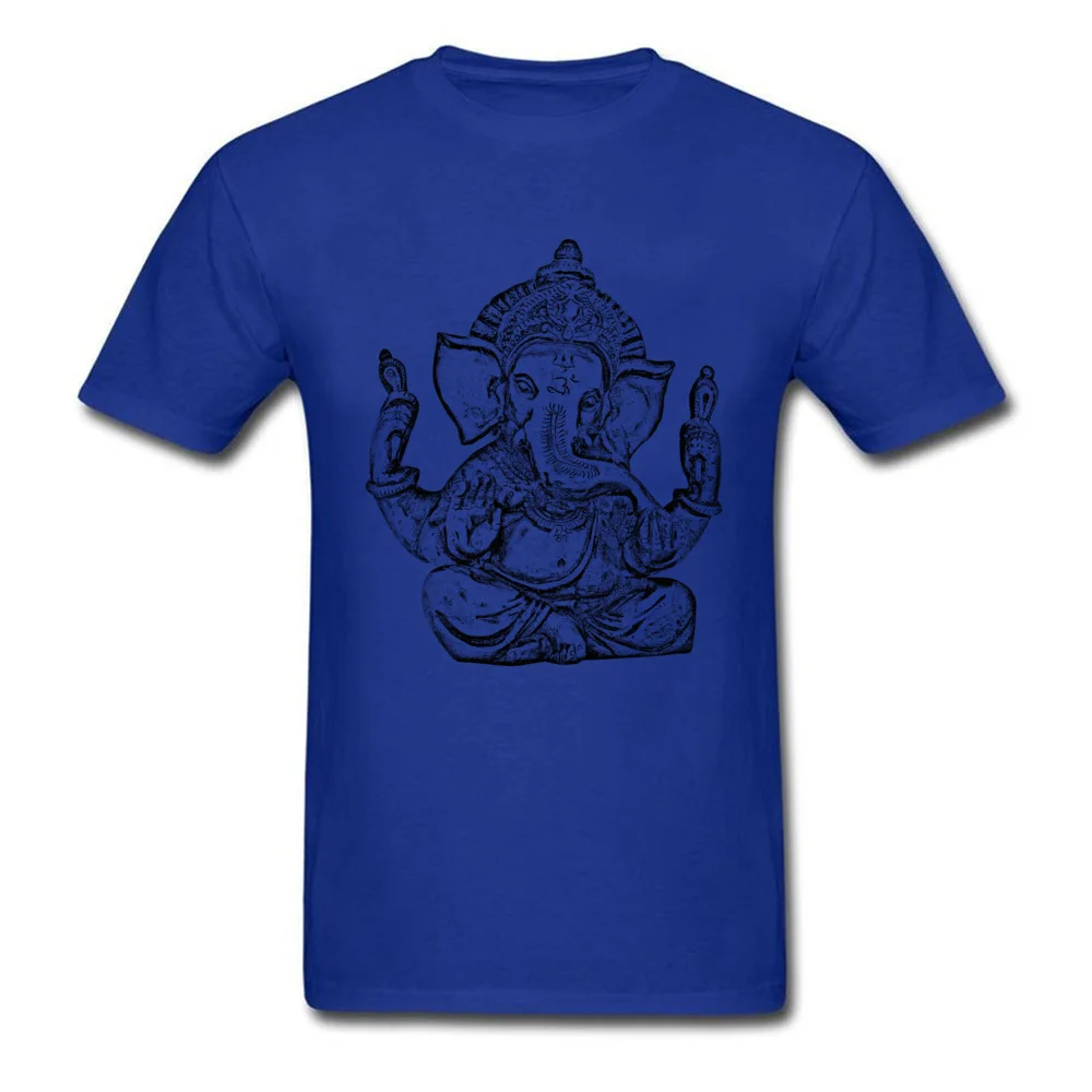 Ganesha Pure Cotton Mens Short Sleeve Tops & Tees comfortable VALENTINE DAY T-Shirt Simple Style Tee Shirt On Sale Round Collar Ganesha blue