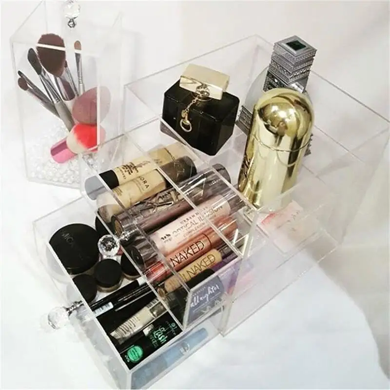 

Acrylic Makeup Organizer Multi Layers with Drawer Transparent Desk Cosmetic Storage Box Desktop Storage Clear Make Up Holder