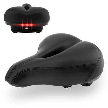 

New Wide Bicycle Mat Comfortable Cycling Saddle Seat Mountain Bike Ride Bicycle Sponge Saddle Cushion with Warning Taillight