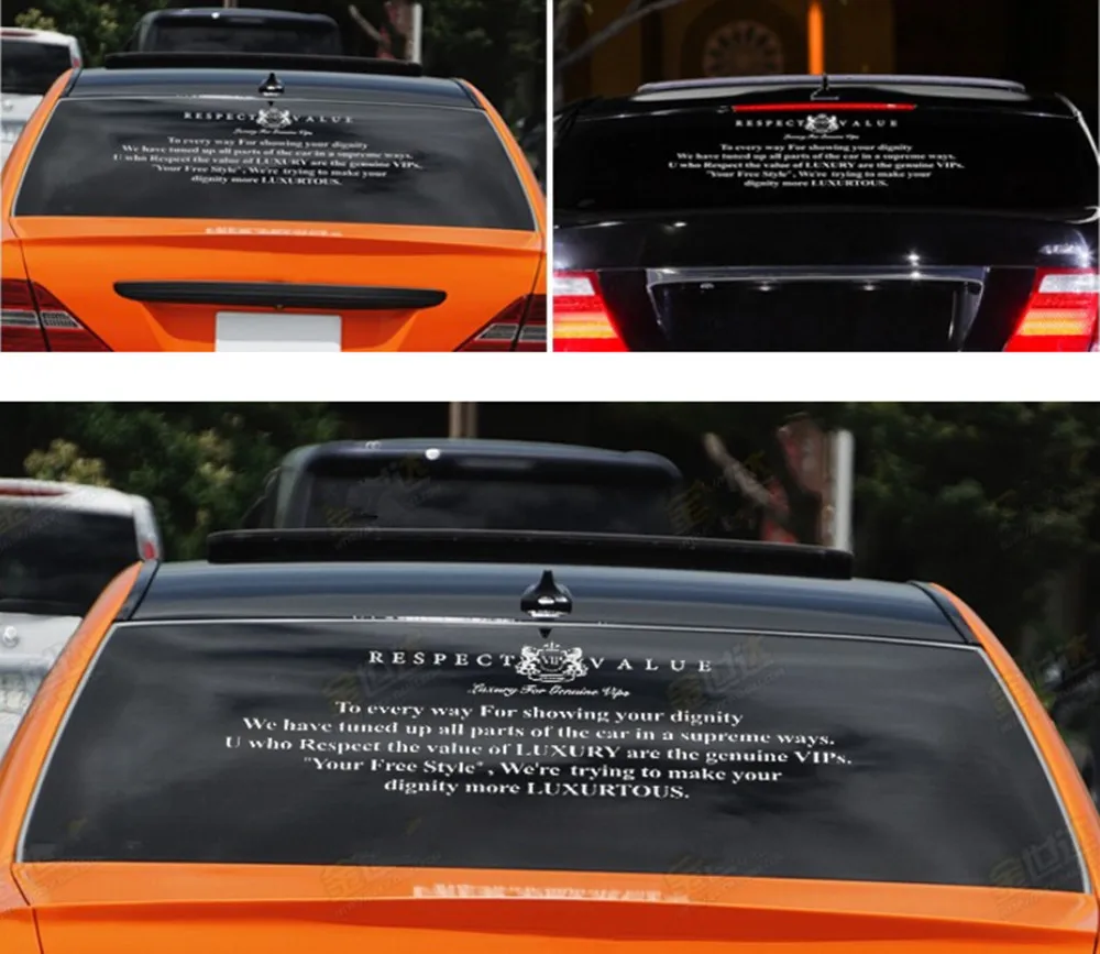 1Pcs RESPECT VIP VALUE LUXURTOUS Luxury Car Rear Windshield Sticker