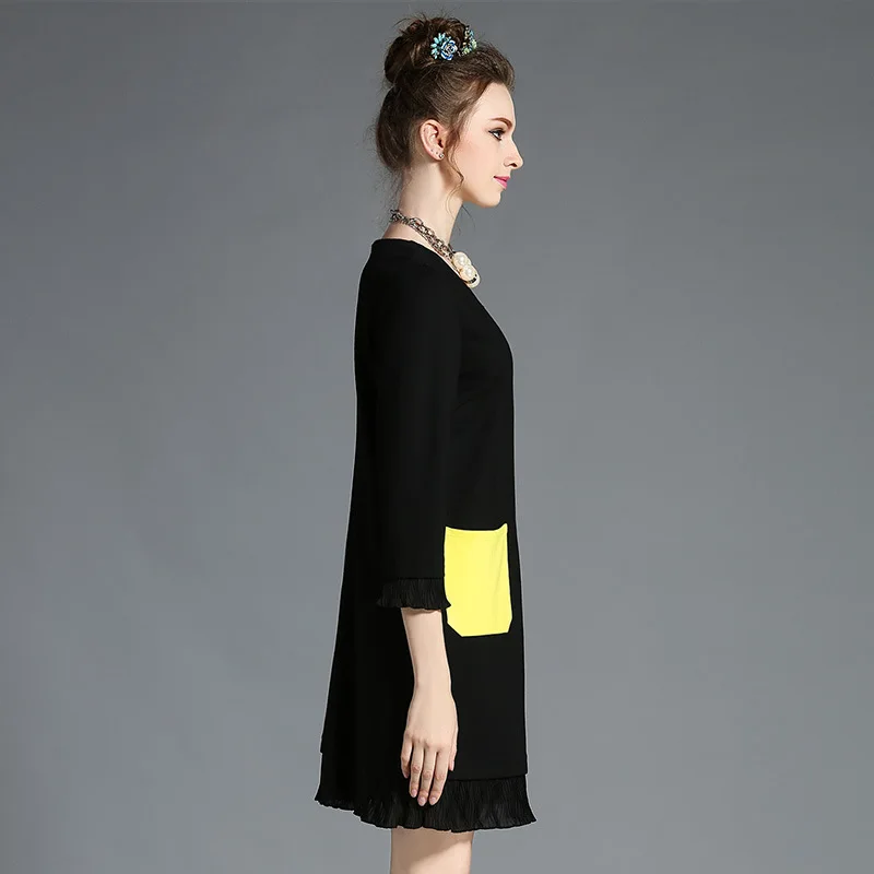 Plus Taille Des Robes La Dame Haute Robe 2017 Broderie Automne Mini Qualité 5xl Poche Nouveau Noire xxxl Ouyalin Femmes L Colorée 4xl De BYnSz8xqw
