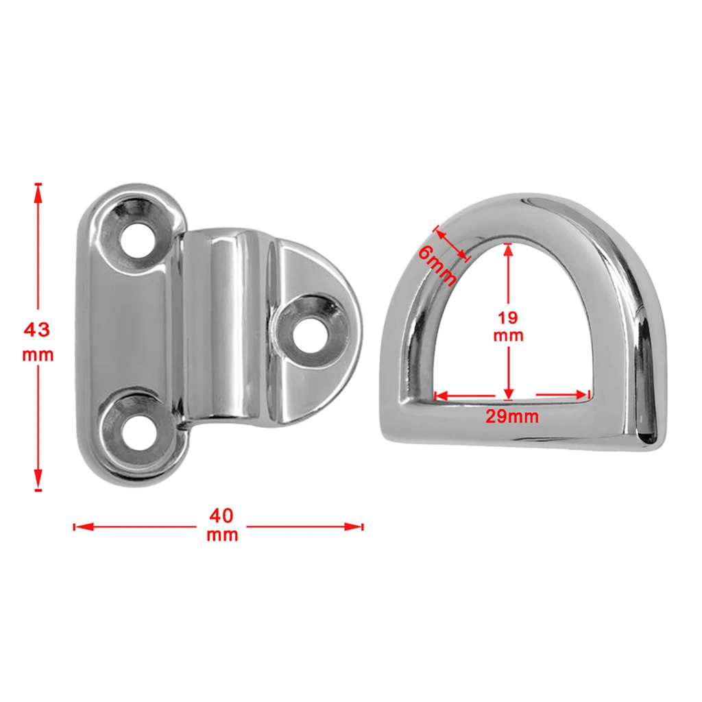 316 Stainless Steel Folding Deck Pad Eyes / Lashing D Ring Tie Down Point Anchor Fixing Cleat Plate For Marine Boat/Trucks etc