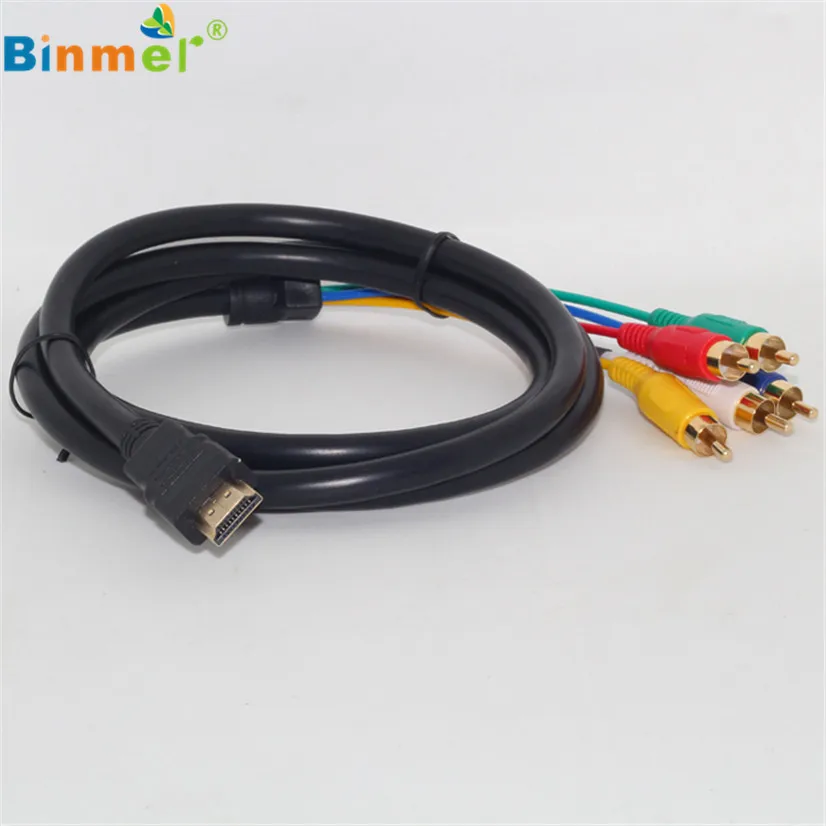 Заводская цена Binmer 5ft Full HD 1080 P HDMI штекер на 5 коаксиальный rgb-разъем Аудио Видео AV компонентный кабель Прямая