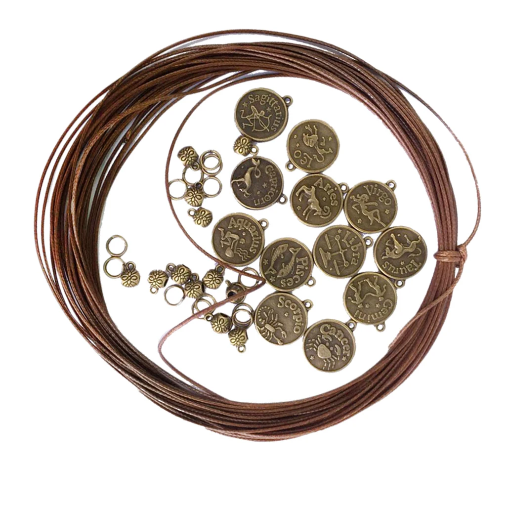 1 Set Pendants Beads Cord Charms Material For DIY 12pcs Constellation Bracelet Bangle Supplies
