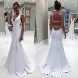 Пикантные белые свадебные платья Русалочки 2019 vestido de noiva с v-образным вырезом из бисера спинки пляжные свадебное платье свадьба платья robe de