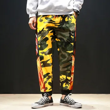 

Plus Size Hip-hop Skateboard Loose Colour Camouflage Leisure Hallen Pants Tippy Male Hip-Hop Skateboards Short-legged Pants