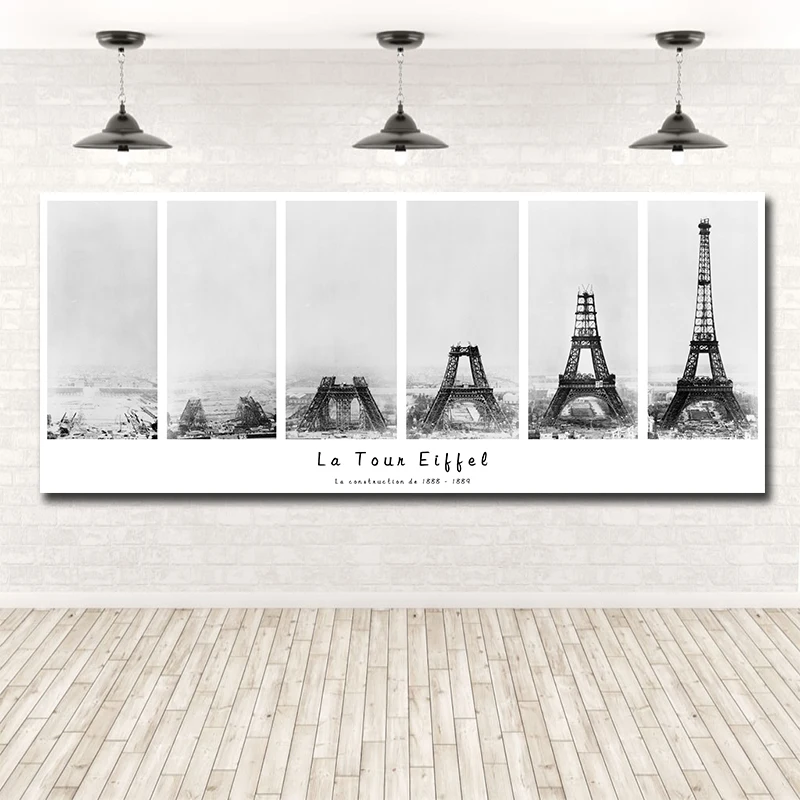 

Black and White nordic paris tower Oil Painting on Canvas Cuadros Posters and Prints Scandinavian Wall Picture for Living Room